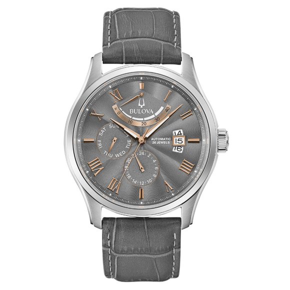 Bulova Accessories Bulova Roman Numeral Space Grey Mens Diamond